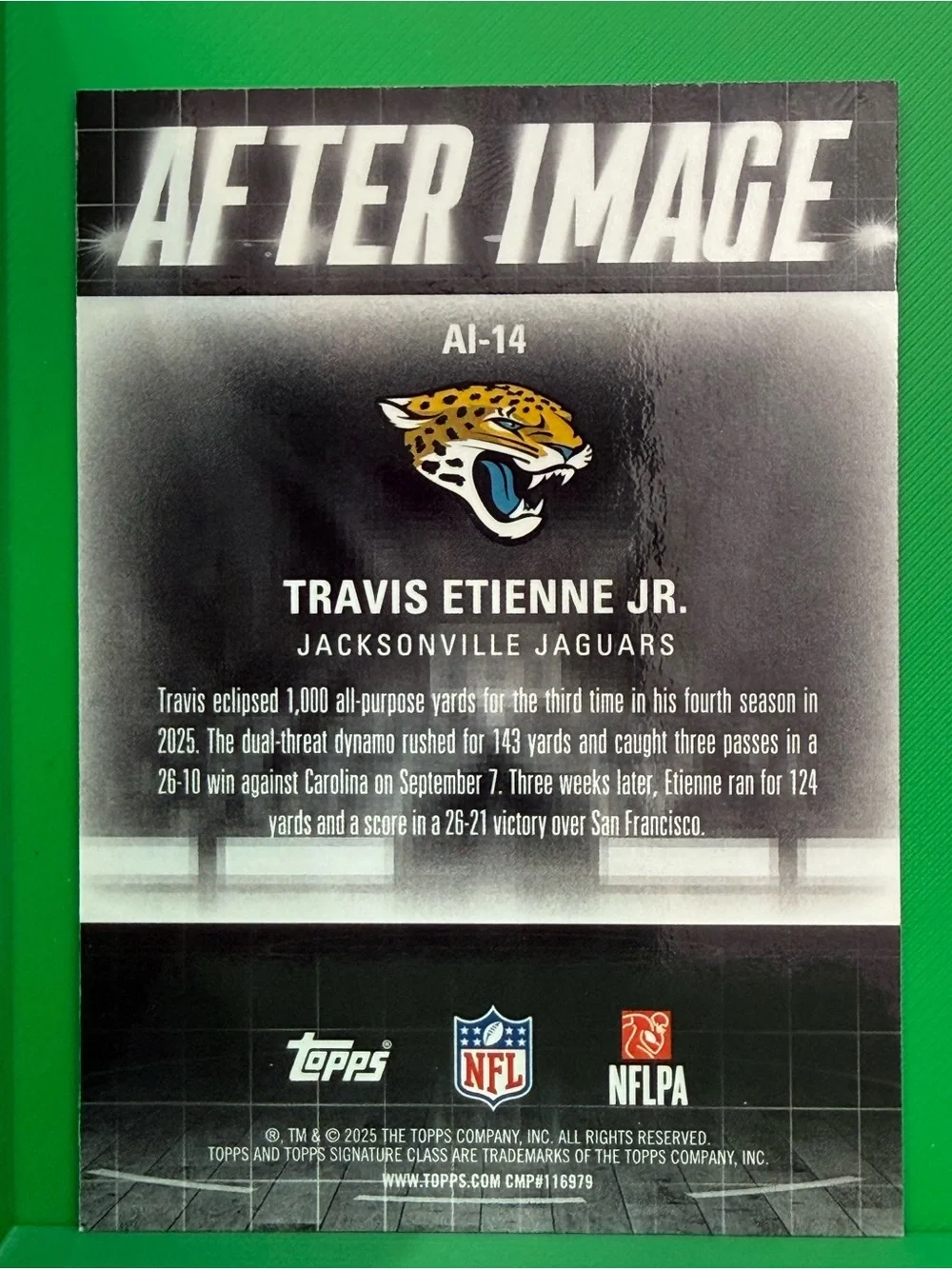 2025 Topps Signature Class After Image AI-5 Travis Etienne jr.  RC Jaguars